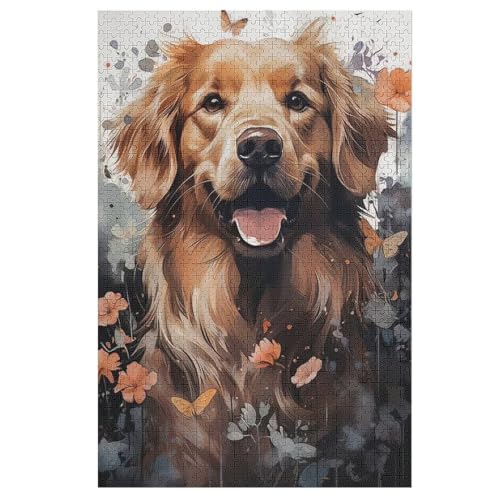 Cute Hund -Puzzle, 1000 Teile,Holzpuzzle Für Erwachsene Kinder, Lustiges Spielzeug, Denkspiel, Bildungsspiel, 78×53cm von AASWDDS
