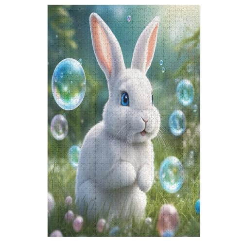 Cute Kaninchen Holzpuzzle 1000 Teile, Knobelspiele Für Erwachsene, Teenager, Puzzles Unmögliche - Kinder Puzzle Zimmer Deko 78×53cm von AASWDDS