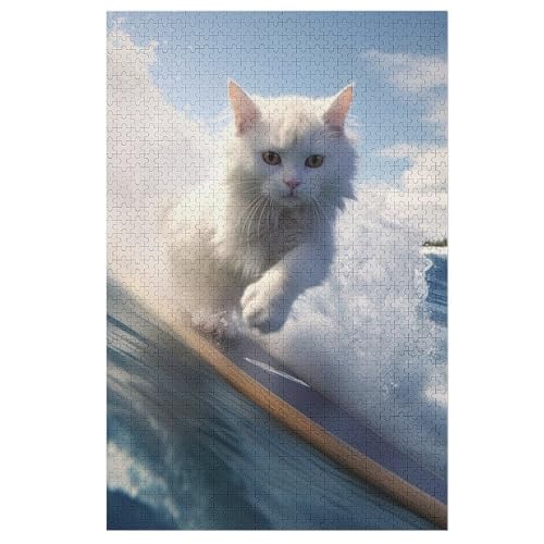 Cute Katze Puzzles 1000 Teile Erwachsener Kniffel Spaß Für Die Ganze Familie, Holzpuzzle Kinder Erwachsene, Impossible Puzzle Schwer 78×53cm von AASWDDS