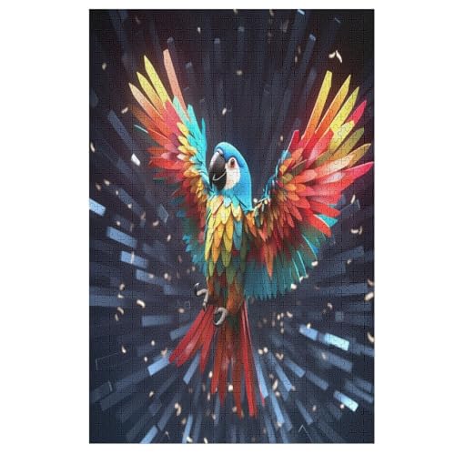 Cute Papagei Holzpuzzle 1000 Teile,Puzzles Für Erwachsene, Impossible Puzzle, Kinder Legespiel 78×53cm von AASWDDS