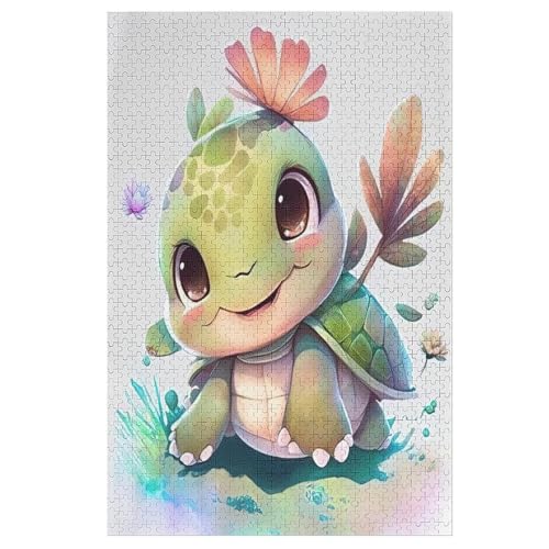 Cute Schildkröte -Puzzle, 1000 Teile,Holzpuzzle Für Erwachsene Kinder, Lustiges Spielzeug, Denkspiel, Bildungsspiel, 78×53cm von AASWDDS