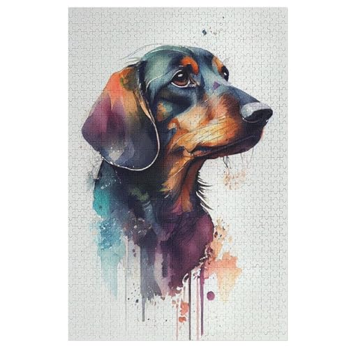 Dackel Puzzles 1000 Teile Erwachsener Kniffel Spaß Für Die Ganze Familie, Holzpuzzle Kinder Erwachsene, Impossible Puzzle Schwer 78×53cm von AASWDDS