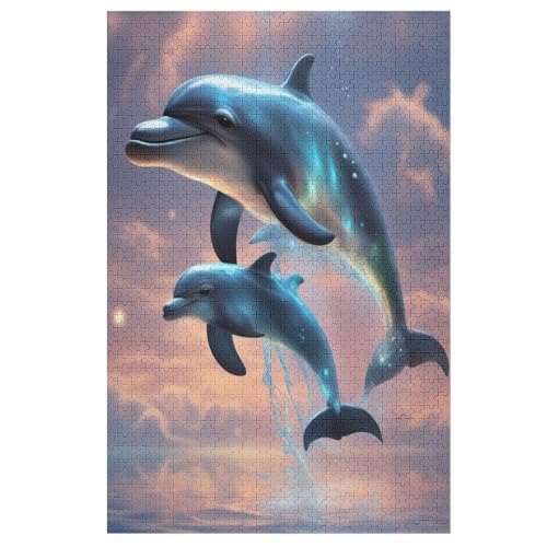 Delphin-Puzzlespiel Aus Holz, 1000 Puzzleteile, Puzzle Für Teenager Und Erwachsene, Kreatives Spielzeug, Puzzles, 78×53cm von AASWDDS