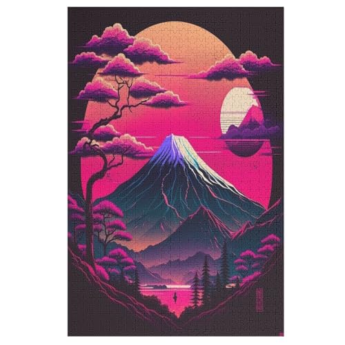 Der Fuji Holzpuzzle 1000 Teile Klassische Puzzles Erwachsene Kinder Puzzle DIY Kit Holzspielzeug Einzigartiges Geschenk 78×53cm von AASWDDS