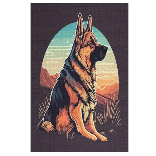 Deutscher Schäferhund 1000 Teile Puzzles Für Erwachsene, Impossible Puzzle, Geschicklichkeitsspiel Für Die Ganze Familie, Kinder Holzpuzzle 78×53cm von AASWDDS