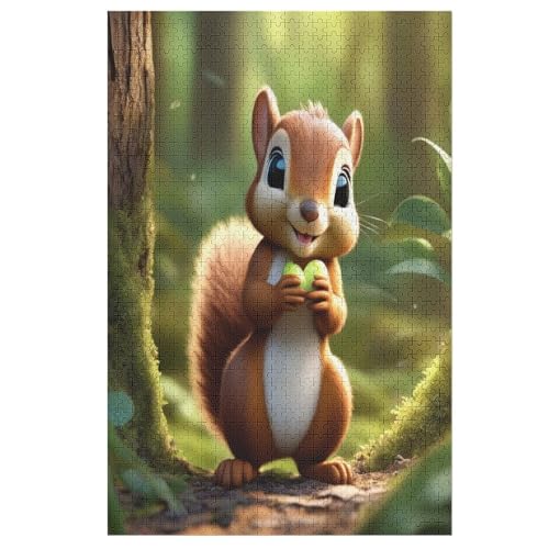 Eichhörnchen Puzzle 1000 Teile, Holzpuzzle Herausforderndes Geschicklichkeitsspiel Für Die Ganze Familie, Kinder Erwachsenenpuzzle Ab 12 Jahren 78×53cm von AASWDDS