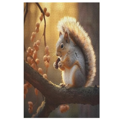 Eichhörnchen Puzzle Für Erwachsene,1000-teiliges Puzzles, Für Kinder,Holzpuzzle,Lernspielzeug, 78×53cm von AASWDDS
