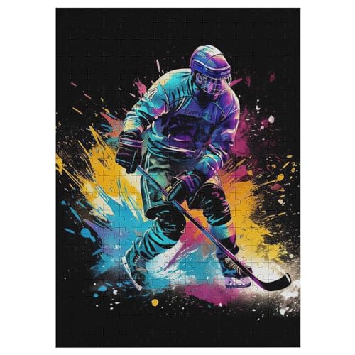 Eishockey Holzpuzzle 300 Teile Klassische Puzzles Erwachsene Kinder Puzzle DIY Kit Holzspielzeug Einzigartiges Geschenk 42×30cm von AASWDDS