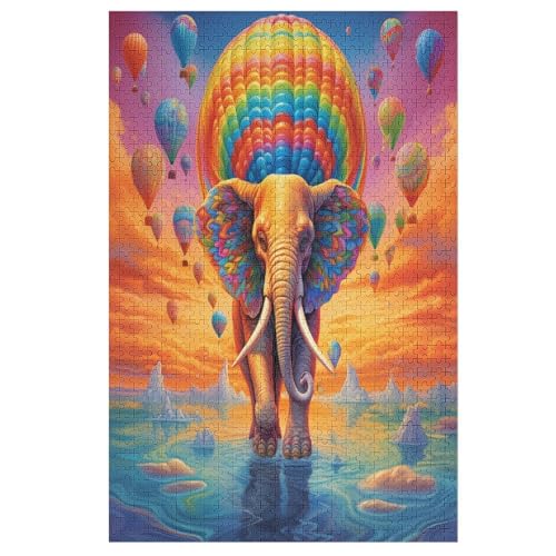 Elefant Puzzles 1000 Teile Erwachsener Kniffel Spaß Für Die Ganze Familie, Holzpuzzle Kinder Erwachsene, Impossible Puzzle Schwer 78×53cm von AASWDDS