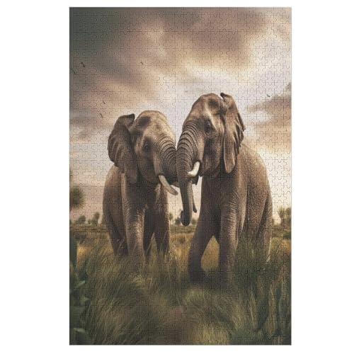Elefants Holzpuzzle 1000 Teile Klassische Puzzles Erwachsene Kinder Puzzle DIY Kit Holzspielzeug Einzigartiges Geschenk 78×53cm von AASWDDS