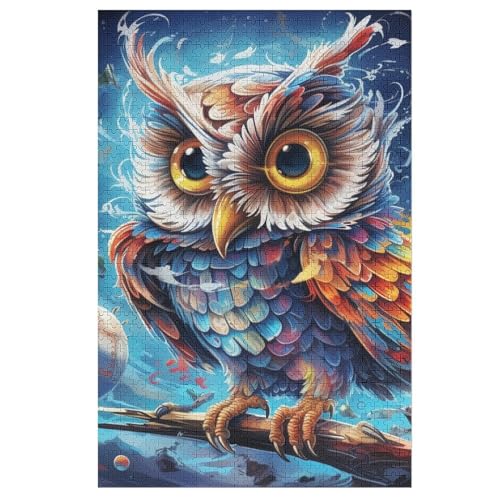Eule 1000 Teile Puzzles Für Erwachsene, Impossible Puzzle, Geschicklichkeitsspiel Für Die Ganze Familie, Kinder Holzpuzzle 78×53cm von AASWDDS