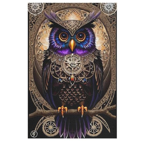 Eule Holzpuzzle 1000 Teile Klassische Puzzles Erwachsene Kinder Puzzle DIY Kit Holzspielzeug Einzigartiges Geschenk 78×53cm von AASWDDS