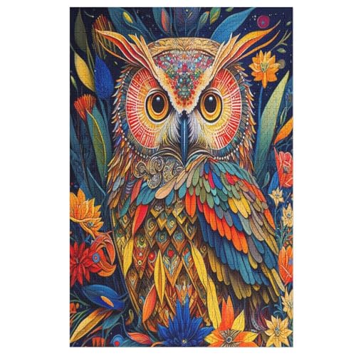Eule -Puzzle, 1000 Teile,Holzpuzzle Für Erwachsene Kinder, Lustiges Spielzeug, Denkspiel, Bildungsspiel, 78×53cm von AASWDDS