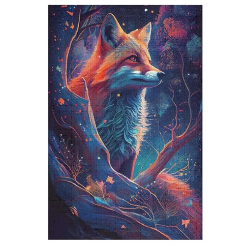 Fuchs Holzpuzzle - 1000 Teiliges Jigsaw Knobelspiel - Puzzle Für Erwachsene & Kinder - Outdoor & Reisespielzeug 78×53cm von AASWDDS