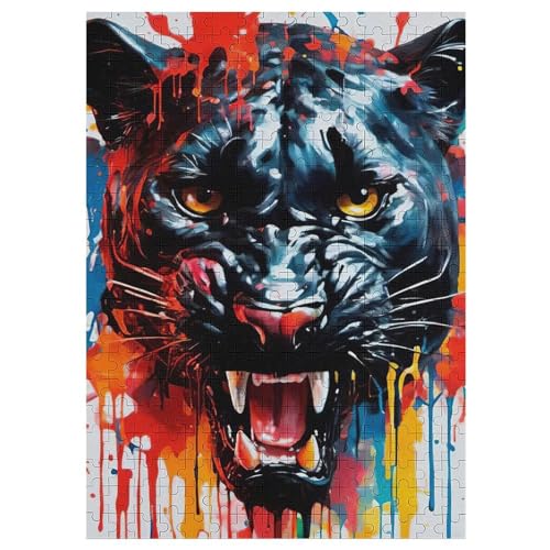 Für Erwachsene 1000-Teiliges Leopard -Puzzles, Holzbrett-Puzzle, Für Kinder, Geschenke, 42×30cm von AASWDDS