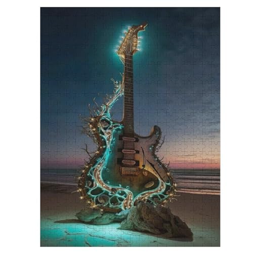 Gitarren 500 Teile Puzzles Für Erwachsene,Holzpuzzle - Verringerter Druck Schwieriges Unmögliche Puzzle Für 12+ Kinder 55×41cm von AASWDDS