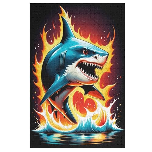 Hai Holzpuzzle 1000 Teile Klassische Puzzles Erwachsene Kinder Puzzle DIY Kit Holzspielzeug Einzigartiges Geschenk 78×53cm von AASWDDS