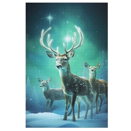 Hirsch Holzpuzzle 1000 Teile Klassische Puzzles Erwachsene Kinder Puzzle DIY Kit Holzspielzeug Einzigartiges Geschenk 78×53cm von AASWDDS