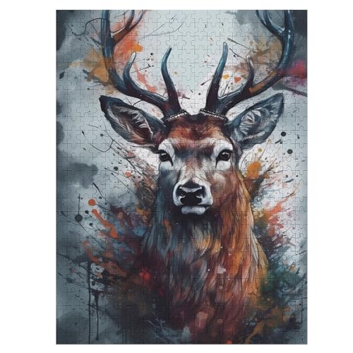 Hirsch Holzpuzzle - 1000 Teiliges Jigsaw Knobelspiel - Puzzle Für Erwachsene & Kinder - Outdoor & Reisespielzeug 55×41cm von AASWDDS
