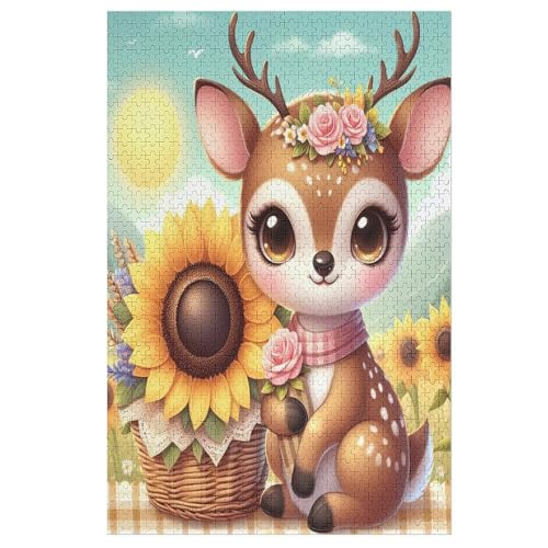 Hirsch Puzzles 1000 Teile Erwachsener Kniffel Spaß Für Die Ganze Familie, Holzpuzzle Kinder Erwachsene, Impossible Puzzle Schwer 78×53cm von AASWDDS