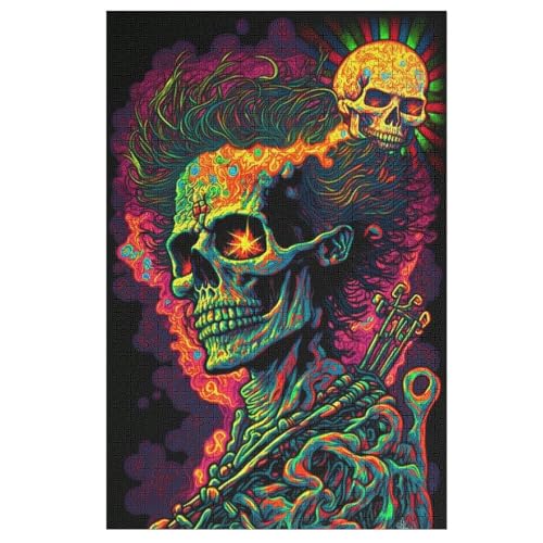 Holzpuzzle Totenkopf Puzzle 1000 Teile Erwachsene Klassische Pädagogisches Spielzeug Kinder Lernspiel Herausforderndes Puzzles 78×53cm von AASWDDS