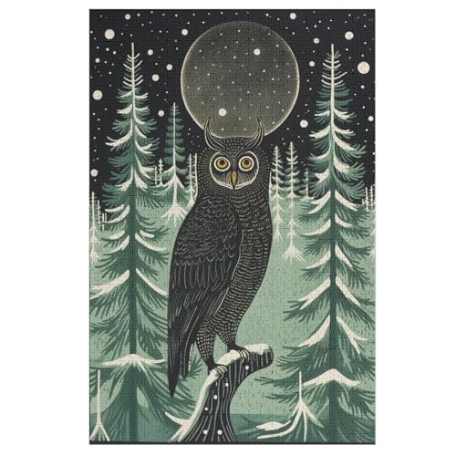 Holzpuzzles 1000 Teile Eule -Puzzle Für Jungen Und Mädchen, Schwierigkeitsgrad, Lernspiele, Familienspielzeug 78×53cm von AASWDDS