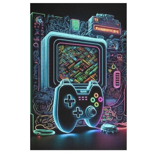 Holzpuzzles 1000 Teile Gamepad -Puzzle Für Jungen Und Mädchen, Schwierigkeitsgrad, Lernspiele, Familienspielzeug 78×53cm von AASWDDS