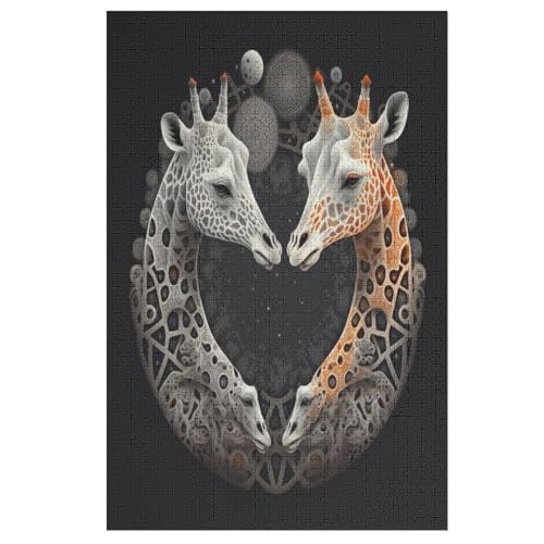 Holzpuzzles 1000 Teile Giraffe -Puzzle Für Jungen Und Mädchen, Schwierigkeitsgrad, Lernspiele, Familienspielzeug 78×53cm von AASWDDS