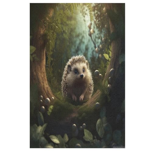 Holzpuzzles 1000 Teile Igel -Puzzle Für Jungen Und Mädchen, Schwierigkeitsgrad, Lernspiele, Familienspielzeug 78×53cm von AASWDDS