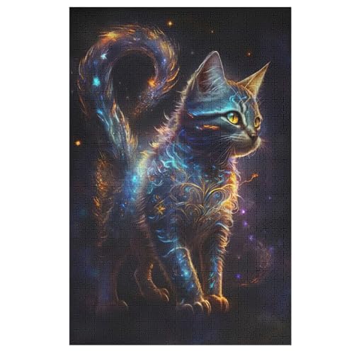 Holzpuzzles 1000 Teile Katze -Puzzle Für Jungen Und Mädchen, Schwierigkeitsgrad, Lernspiele, Familienspielzeug 78×53cm von AASWDDS