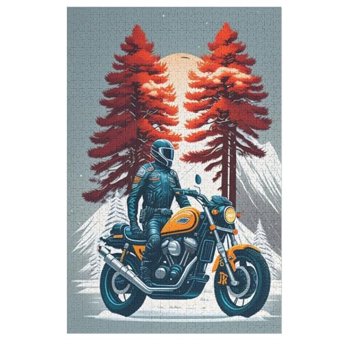 Holzpuzzles 1000 Teile Motorrad -Puzzle Für Jungen Und Mädchen, Schwierigkeitsgrad, Lernspiele, Familienspielzeug 78×53cm von AASWDDS