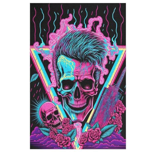 Holzpuzzles 1000 Teile Totenkopf -Puzzle Für Jungen Und Mädchen, Schwierigkeitsgrad, Lernspiele, Familienspielzeug 78×53cm von AASWDDS