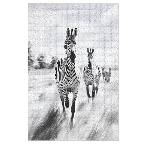 Holzpuzzles 1000 Teile Zebra -Puzzle Für Jungen Und Mädchen, Schwierigkeitsgrad, Lernspiele, Familienspielzeug 78×53cm von AASWDDS