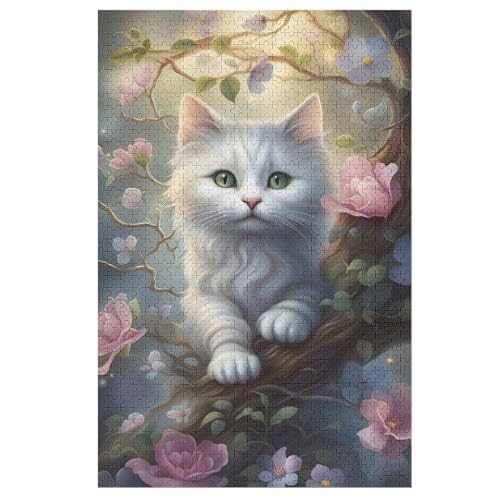 Katze Holzpuzzle 1000 Teile, Knobelspiele Für Erwachsene, Teenager, Puzzles Unmögliche - Kinder Puzzle Zimmer Deko 78×53cm von AASWDDS