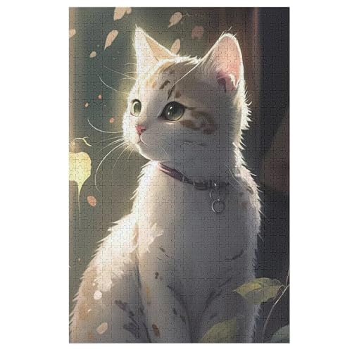 Katze Holzpuzzle 1000 Teile Klassische Puzzles Erwachsene Kinder Puzzle DIY Kit Holzspielzeug Einzigartiges Geschenk 78×53cm von AASWDDS