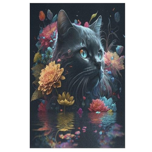 Katze -Puzzle, 1000 Teile,Holzpuzzle Für Erwachsene Kinder, Lustiges Spielzeug, Denkspiel, Bildungsspiel, 78×53cm von AASWDDS