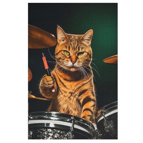 Katze -Puzzle, 1000 Teile,Holzpuzzle Für Erwachsene Kinder, Lustiges Spielzeug, Denkspiel, Bildungsspiel, 78×53cm von AASWDDS