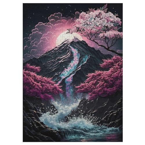 Kirschbaumkunst Japan Puzzle Für Erwachsene 300 Teile Premium Recyceltes Brett Zum Lernen, Lernspielzeug, Familienspiele Kinder Holzpuzzle 42×30cm von AASWDDS