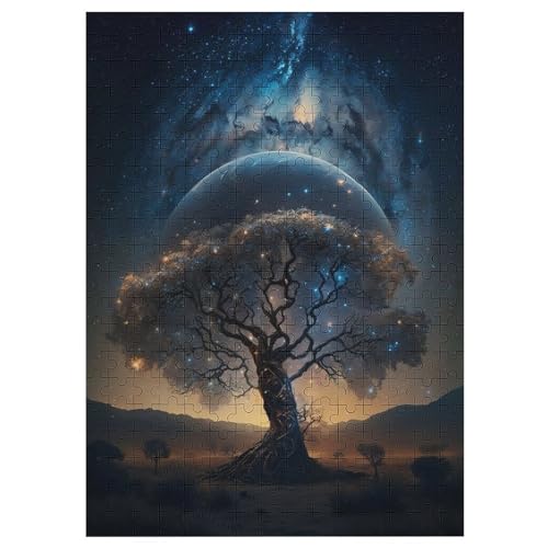 Kosmischer Lebensbaum Holzpuzzle 300 Teile Klassische Puzzles Erwachsene Kinder Puzzle DIY Kit Holzspielzeug Einzigartiges Geschenk 42×30cm von AASWDDS