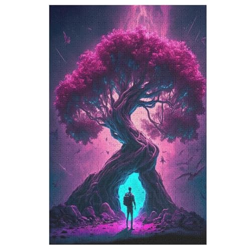 Kosmischer Lebensbaum Holzpuzzle Für Erwachsene Teenager Stress Abbauen Familien-Puzzlespiel Poster 1000-teiliges Puzzle Kinder Lernspiel 78×53cm von AASWDDS