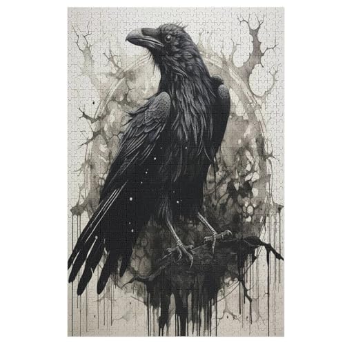 Krähe 1000 Teile Puzzles Für Erwachsene Holzpuzzle Familienpuzzlespiel Stressabbau-Puzzle Für Kinder Ab 12 Jahren 78×53cm von AASWDDS