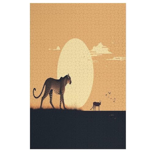 Leopard Holzpuzzle 1000 Teile Klassische Puzzles Erwachsene Kinder Puzzle DIY Kit Holzspielzeug Einzigartiges Geschenk 78×53cm von AASWDDS