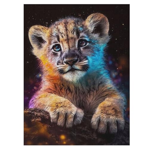 Löwe Puzzles 500 Teile Erwachsener Kniffel Spaß Für Die Ganze Familie, Holzpuzzle Kinder Erwachsene, Impossible Puzzle Schwer 55×41cm von AASWDDS