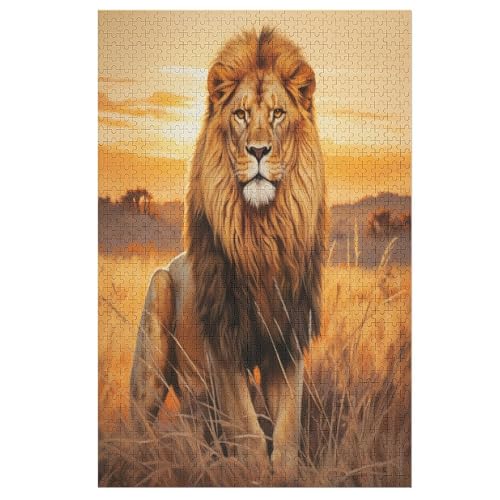 Löwe-Puzzlespiel Aus Holz, 1000 Puzzleteile, Puzzle Für Teenager Und Erwachsene, Kreatives Spielzeug, Puzzles, 78×53cm von AASWDDS