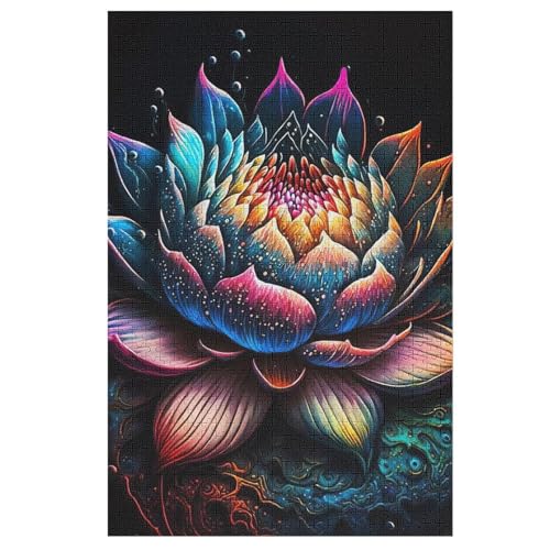 Lotus Blume 1000 Teile Premium-Puzzles Für Erwachsene Kinder- Holzpuzzles Spaß Und Lernspiele - Perfekte Puzzle-Geschenke 78×53cm von AASWDDS