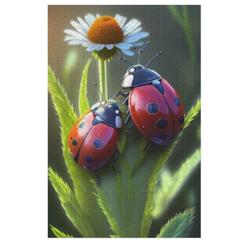 Marienkäfer Holzpuzzle 1000 Teile Klassische Puzzles Erwachsene Kinder Puzzle DIY Kit Holzspielzeug Einzigartiges Geschenk 78×53cm von AASWDDS