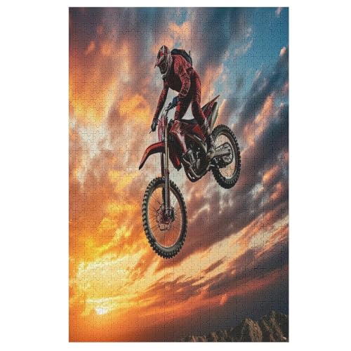 Motocross Holzpuzzle 1000 Teile Klassische Puzzles Erwachsene Kinder Puzzle DIY Kit Holzspielzeug Einzigartiges Geschenk 78×53cm von AASWDDS