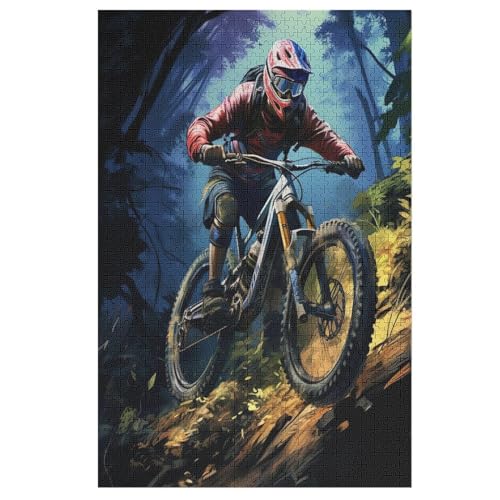 Mountain Fahrrad Puzzles 1000 Teile Erwachsener Kniffel Spaß Für Die Ganze Familie, Holzpuzzle Kinder Erwachsene, Impossible Puzzle Schwer 78×53cm von AASWDDS