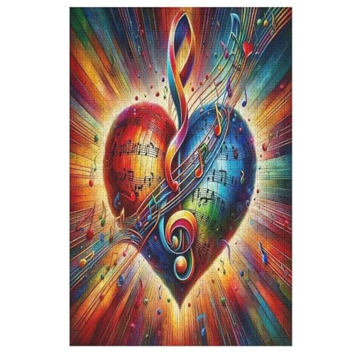 Musiknote Holzpuzzle 1000 Teile, Knobelspiele Für Erwachsene, Teenager, Puzzles Unmögliche - Kinder Puzzle Zimmer Deko 78×53cm von AASWDDS