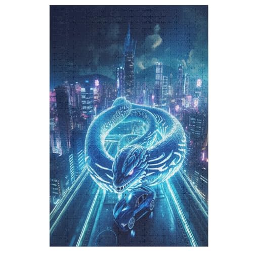 Neon Schlange 1000 Teile Puzzle Für Erwachsene, Herausforderung Puzzles - Verringerter Druck Schwieriges Holzpuzzle Für Kinder 12+ 78×53cm von AASWDDS